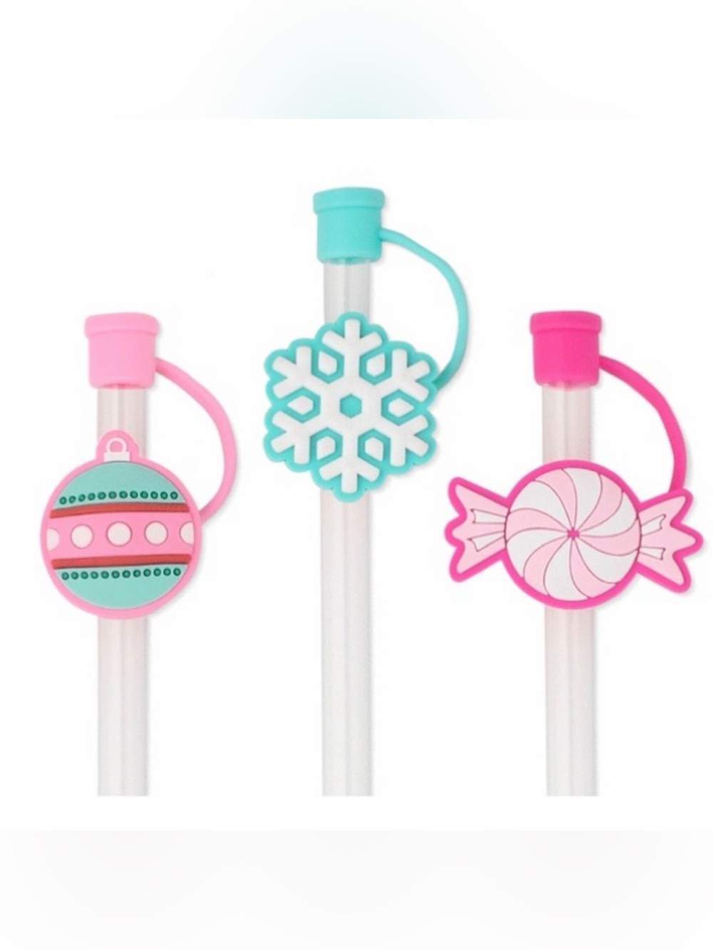 NWT Swig Christmas Holiday Whimsical Sweets Straw Candy Snowflake Topper Set